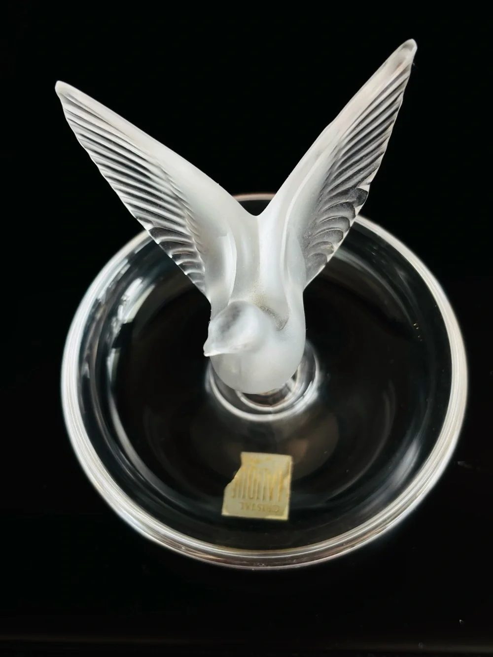 Signed Lalique Frosted White Dove Vanity Tray